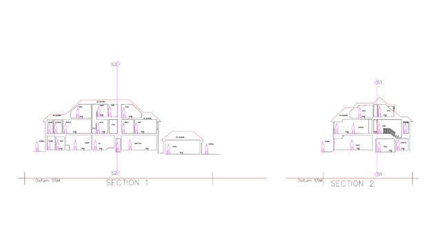 Cross section drawing from a measured building survey